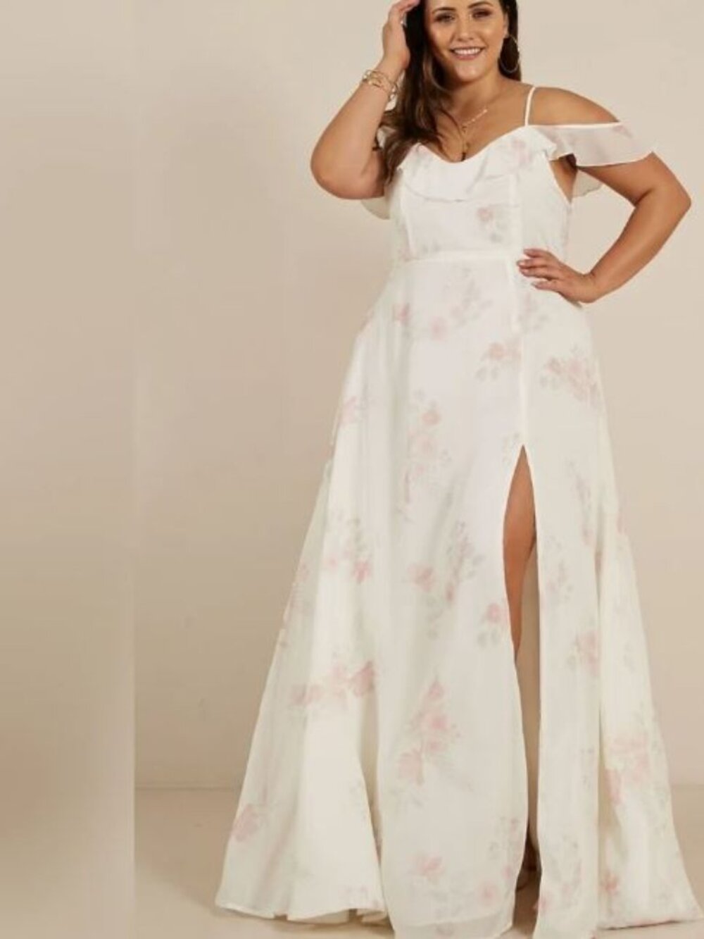 Showpo Australia | Sway Away Maxi Chiffon Off Shoulder Dress Pale Blue Sz 16 NWT